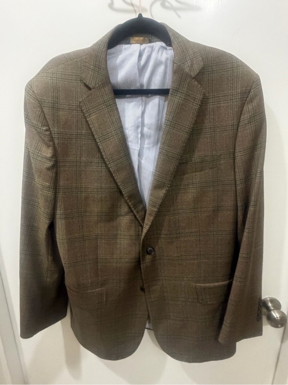 Brooks Brothers Explorer Regent Fit 44R Brown Plaid Wool Sport Coat